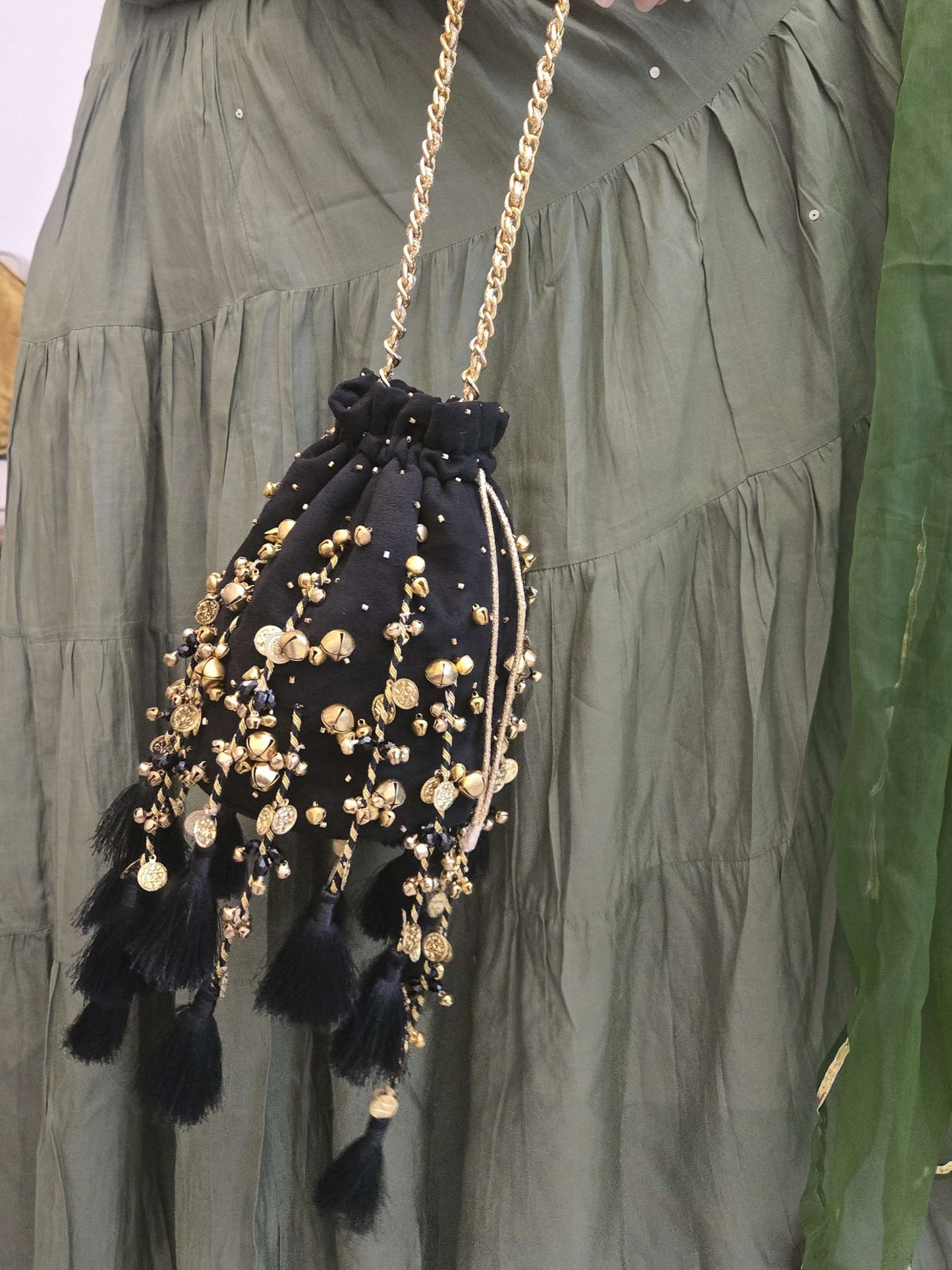 Black Tassel Potli