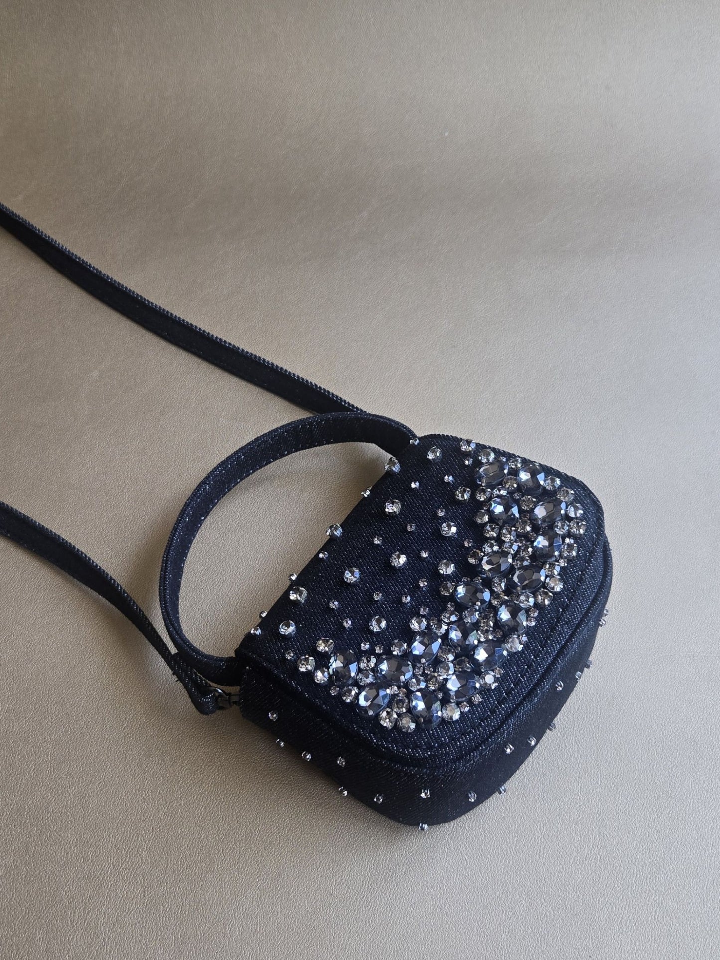 Crystal Denim Bag - Black