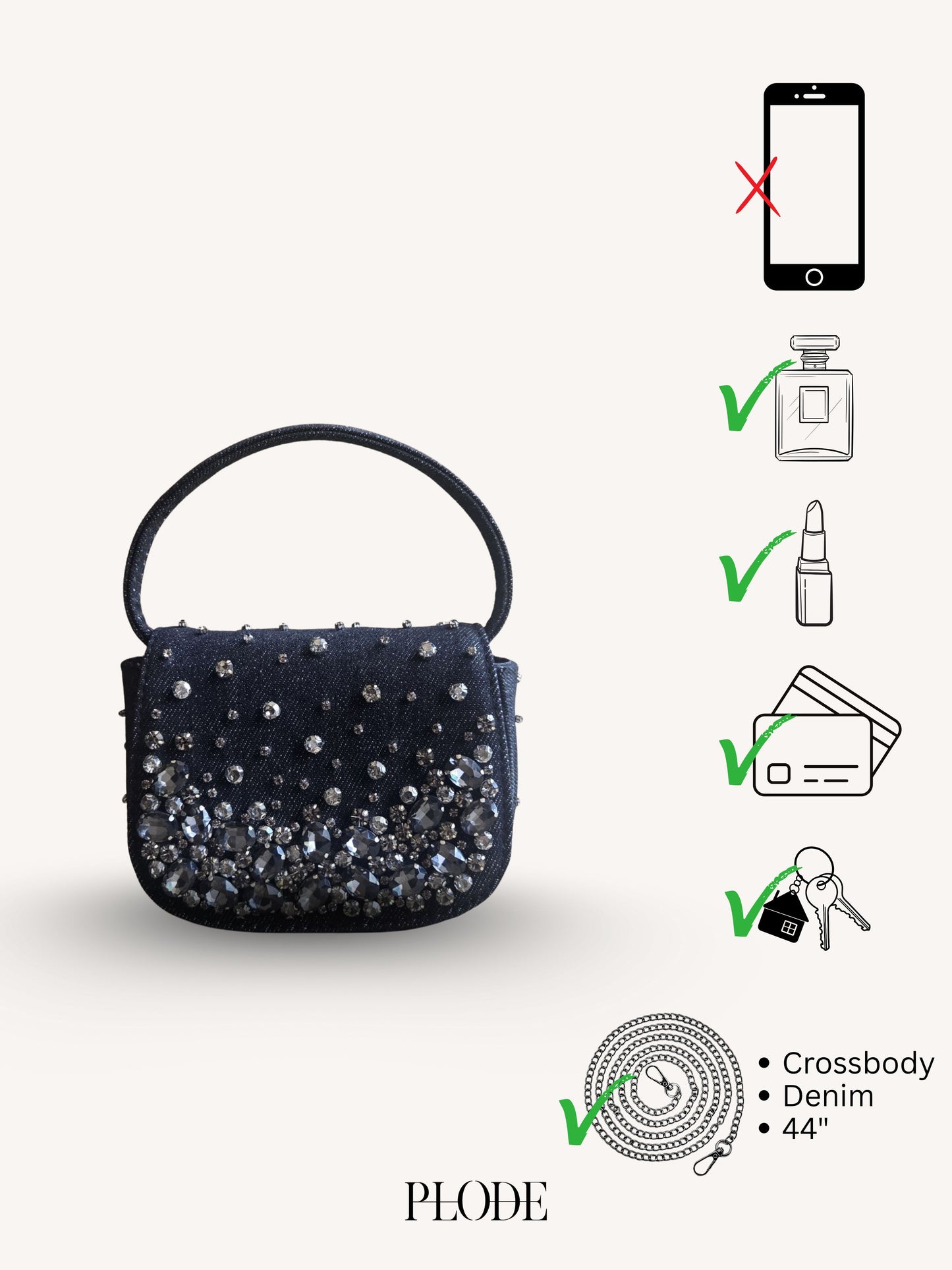 Crystal Denim Bag