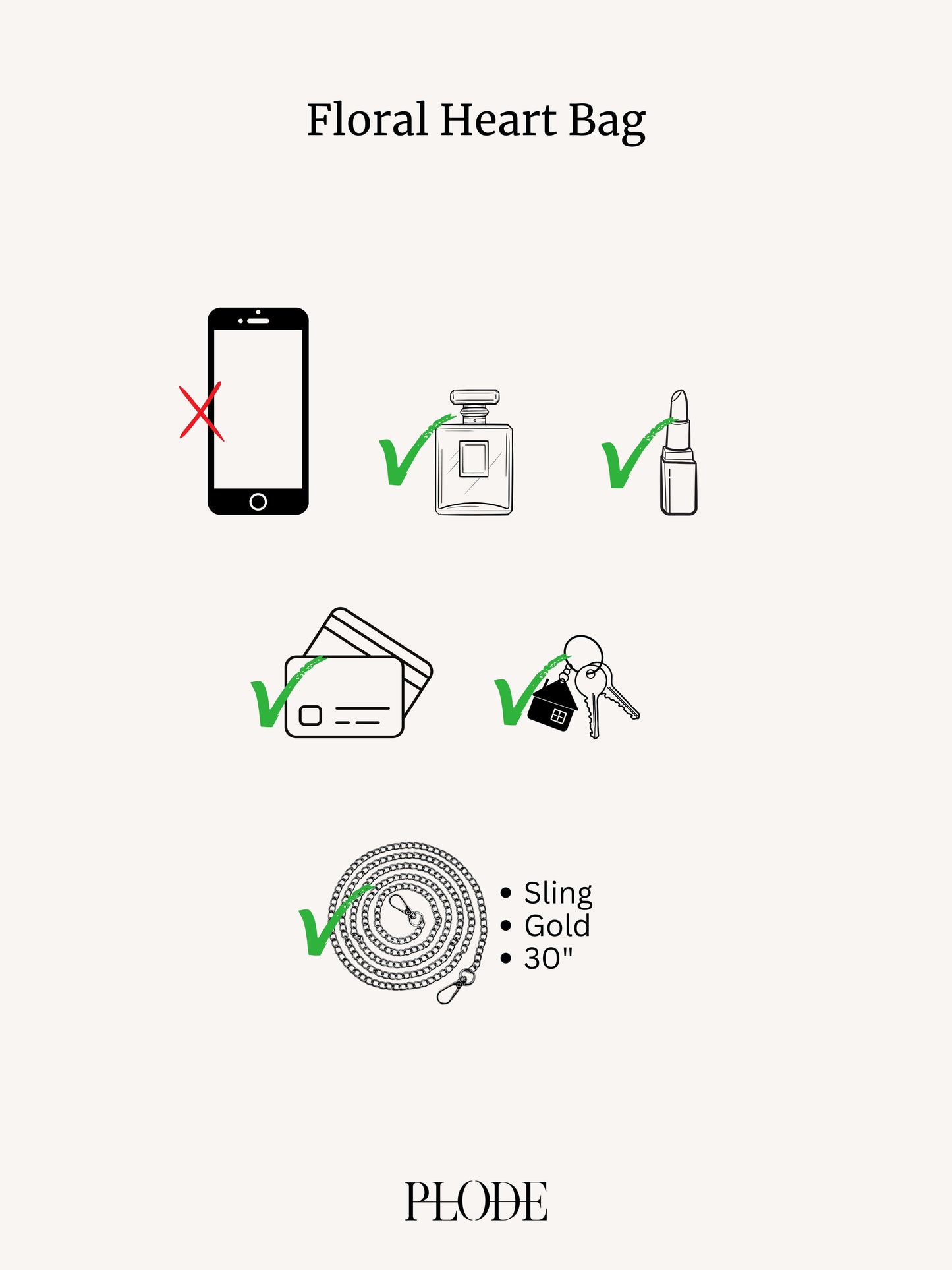 Floral Heart Bag - Gold