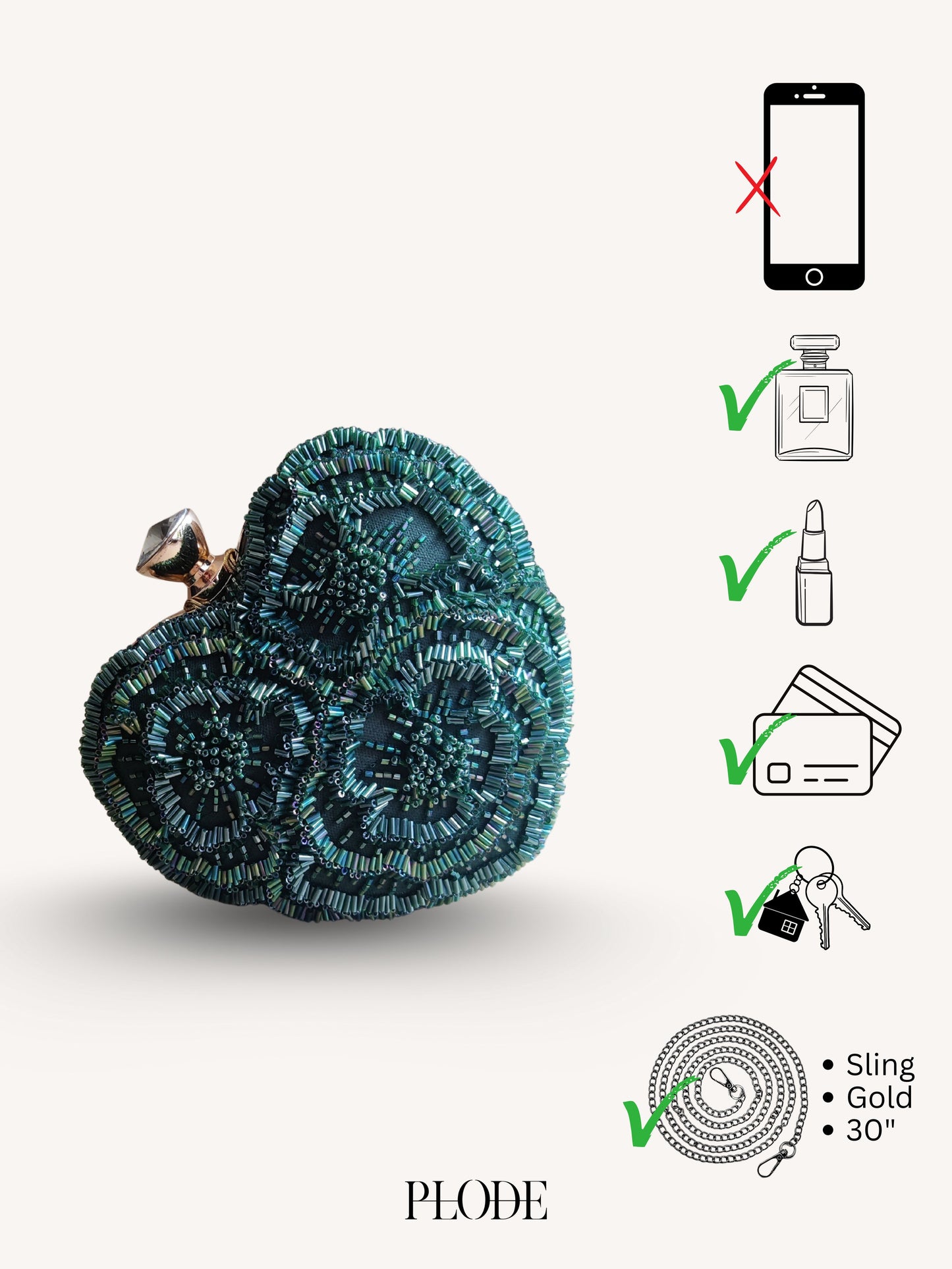 Floral Heart Bag - Bottle Green