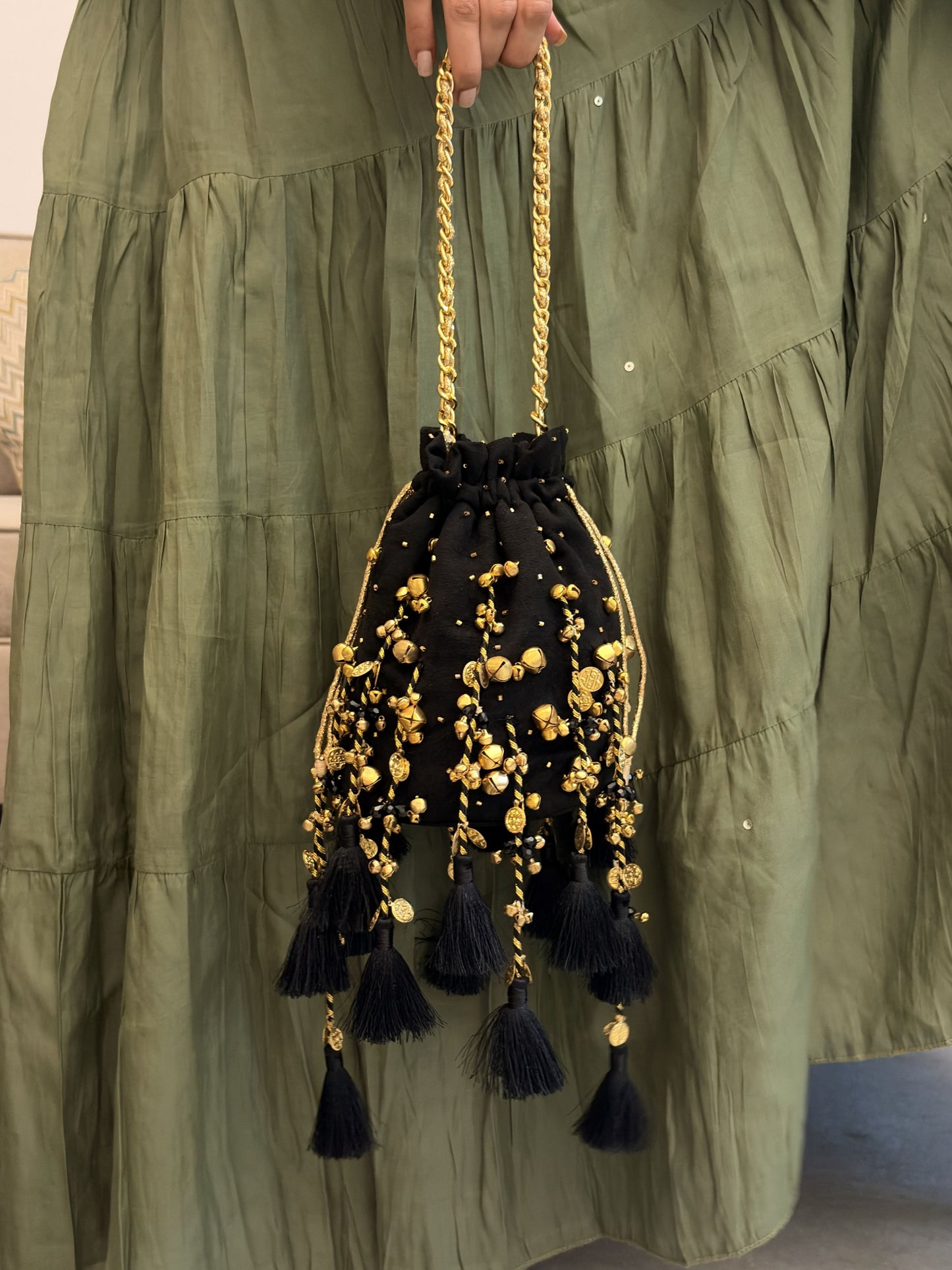 Black Tassel Potli