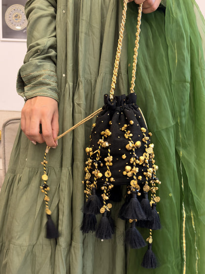 Black Tassel Potli