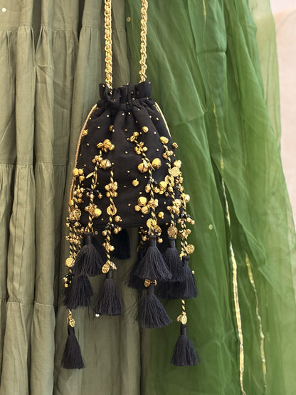 Black Tassel Potli