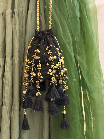 Black Tassel Potli