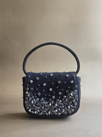 Crystal Denim Bag - Black