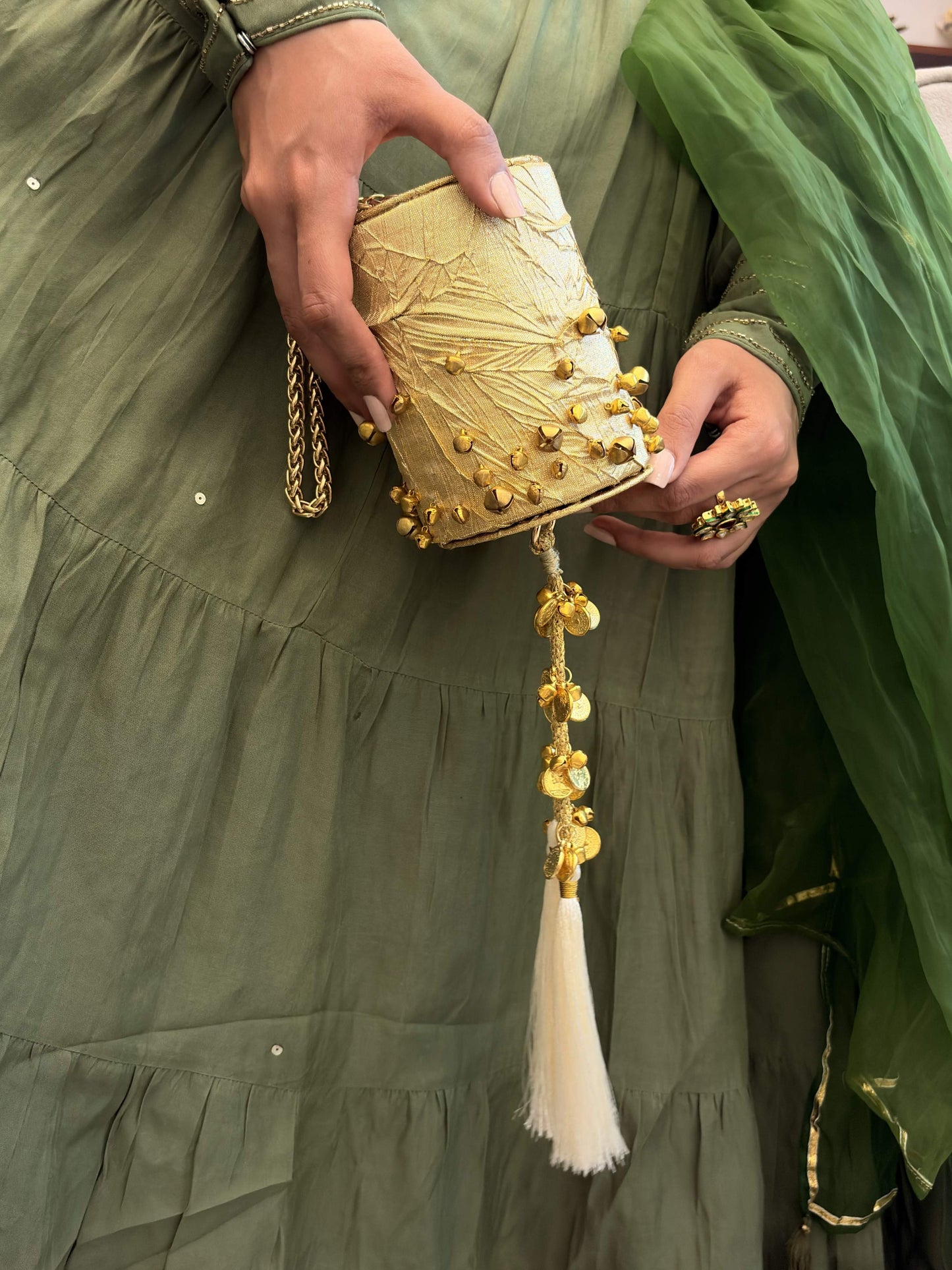 Gold Tassel Capsule Wristlet