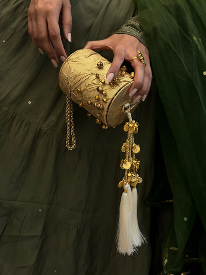 Gold Tassel Capsule Wristlet