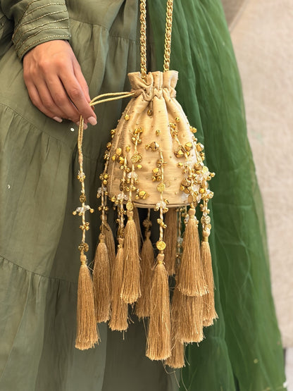 Gold Tassel Potli