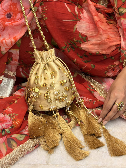 Gold Tassel Potli