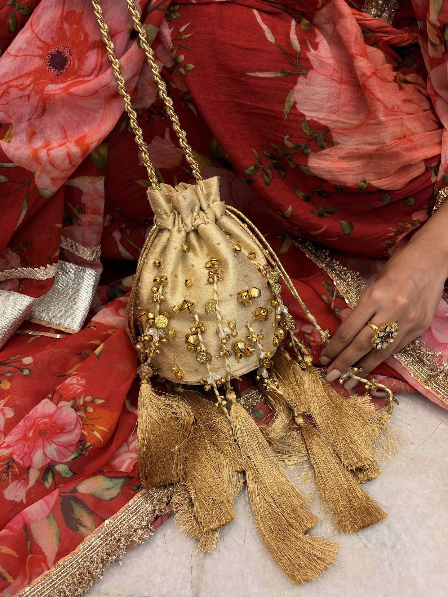 Gold Tassel Potli