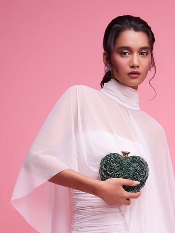 Floral Heart Bag - Bottle Green
