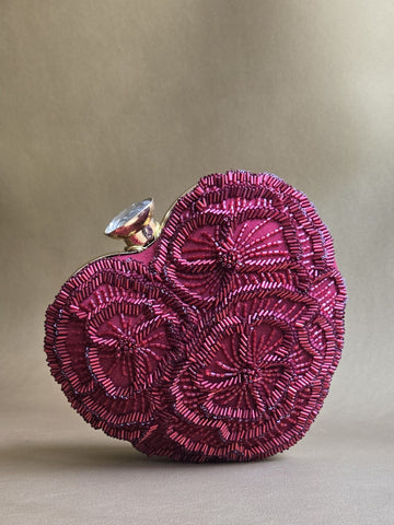 Floral Heart Bag - Crimson Red