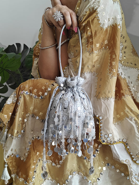 Mirror Potli - Silver