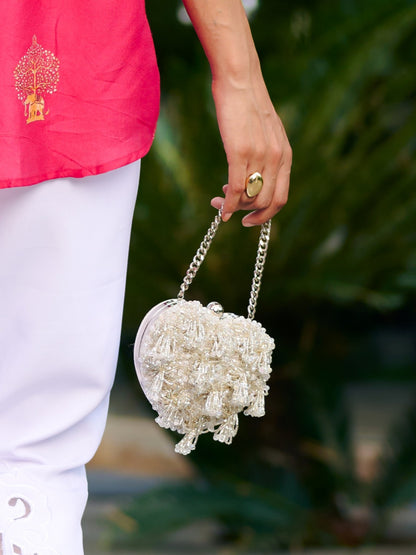 Micro Heart Bag - Pearl White