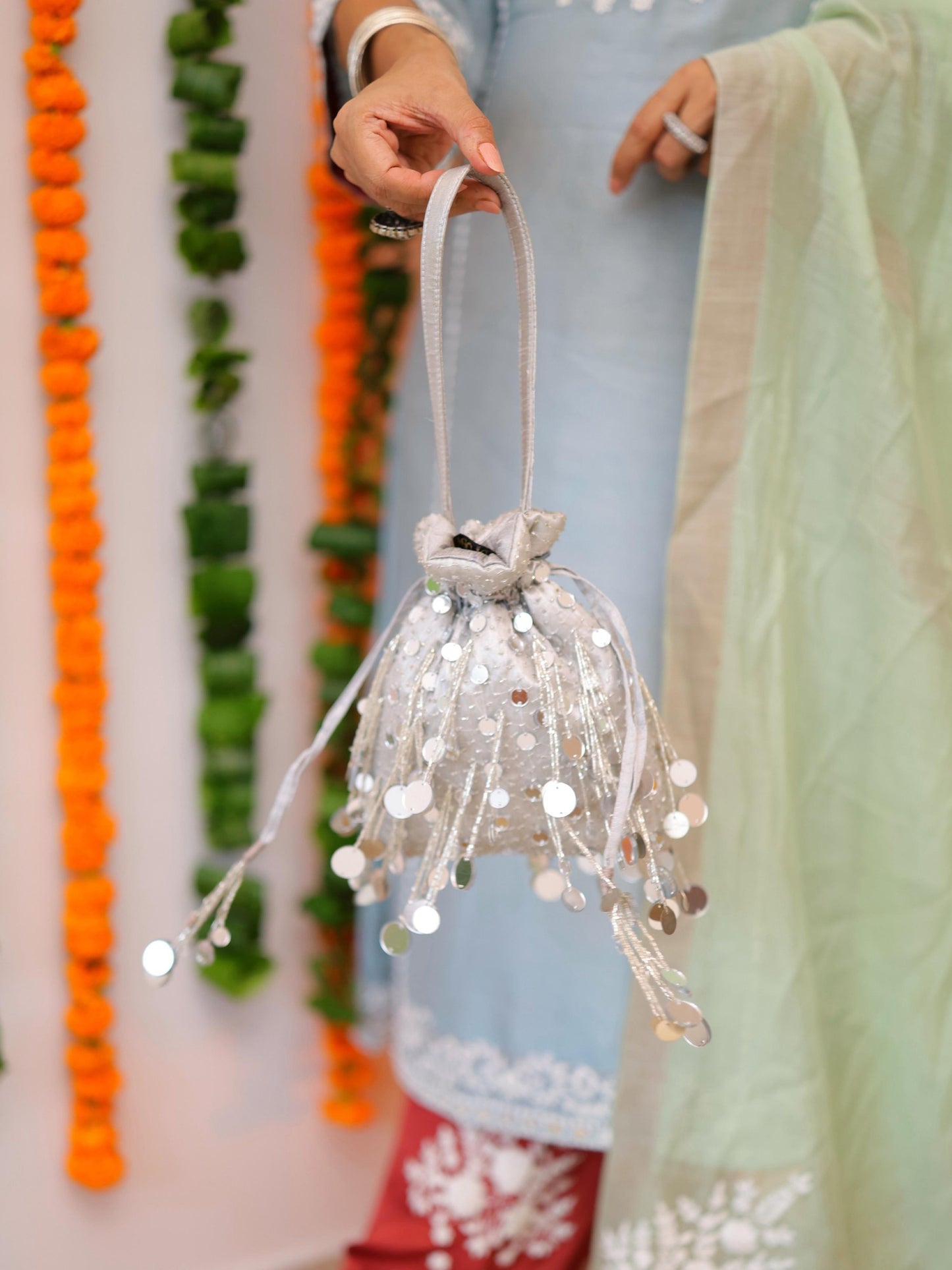 Mirror Potli - Silver