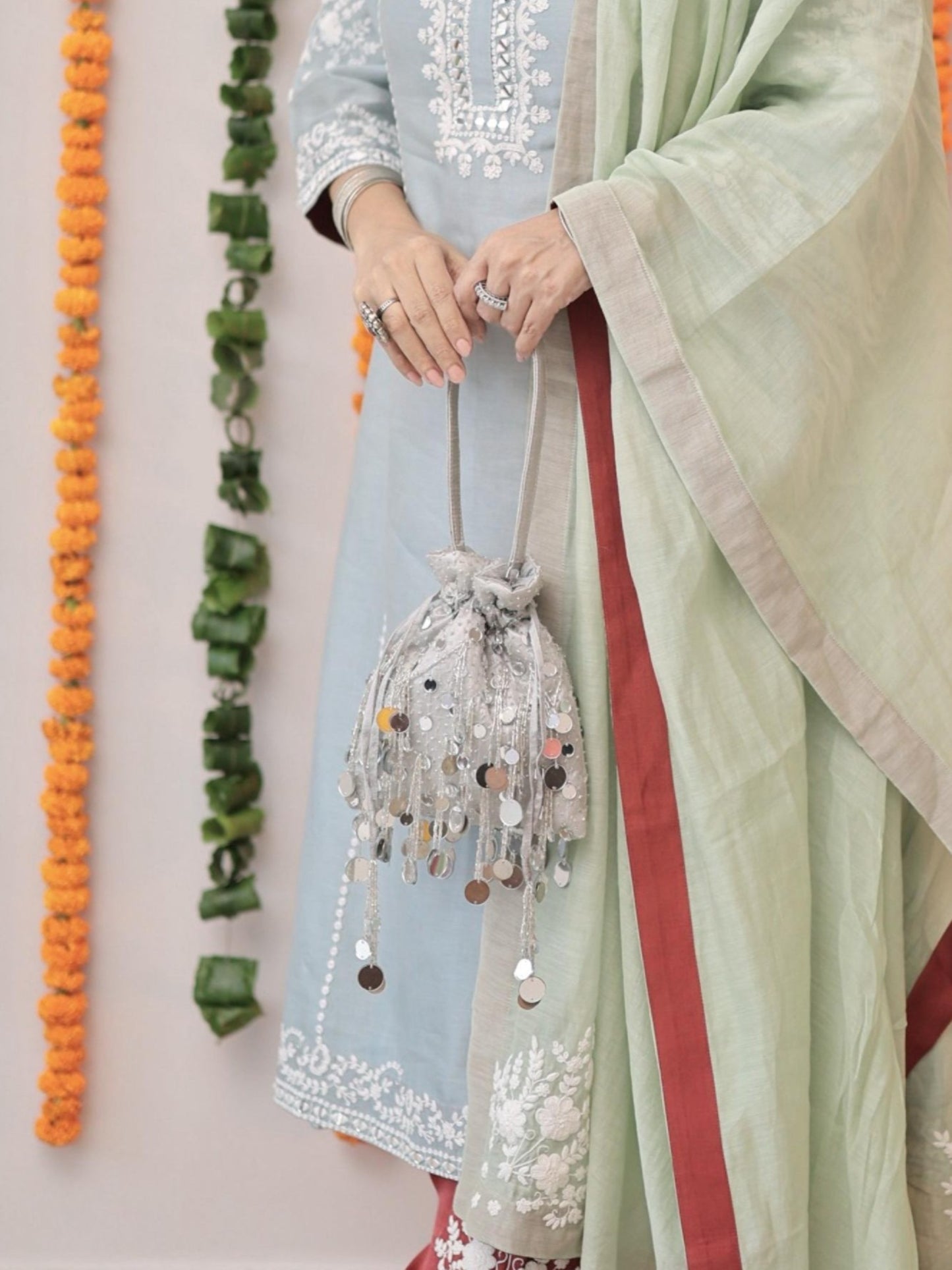 Mirror Potli - Silver