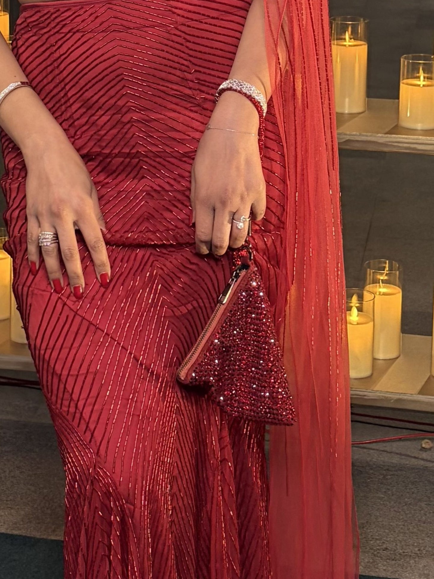 Delhi Wristlet - Crimson Red