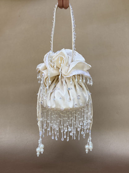 Anaar Potli Bag in Pearl White