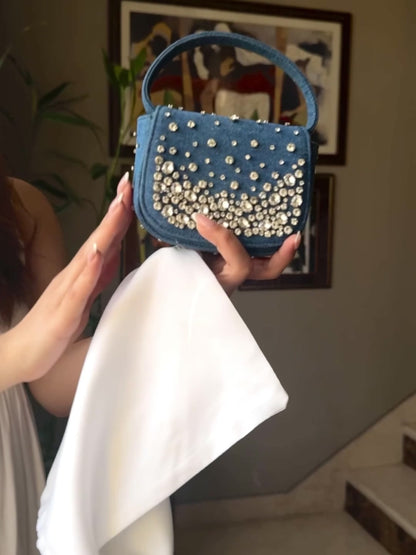 Crystal Denim Bag - Blue