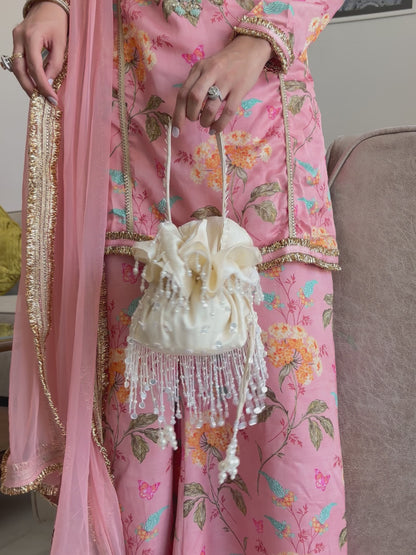 Anaar Potli Bag in Pearl White