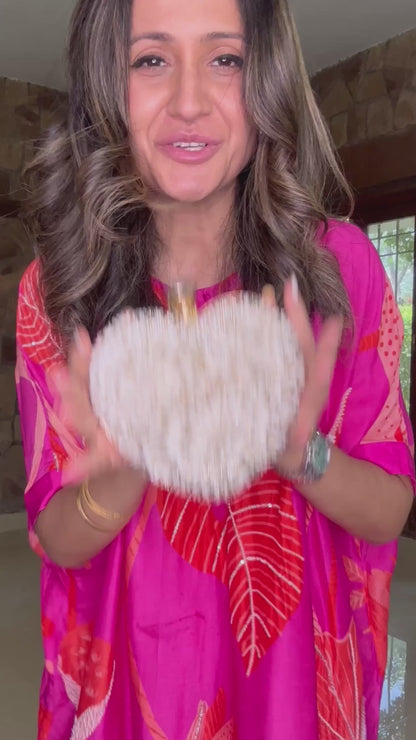 Floral Heart Bag - Pearl White